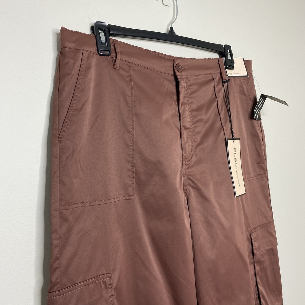 BCBG Generation Parachute Jogger Baggy Wide‎ Leg Pants Sz XXXL Dusty Mauve Satin - Picture 4 of 15